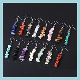 Charm Earrings Charm Natural Stone Jewellery Women Handmade Chips Long Fringe Drop Delivery 2021 Carshop2006 Dhz1Q