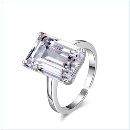 Solitaire Ring Solitaire Emerald Cut Sier Rings Promise Crystal Engagement Ring For Women Drop Delivery 2021 Jewellery Sexyhanz Dhxt0