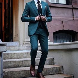 Men's Suits Blazers Design Dark Green 3 Pieces Mens Suits Formal Business Blazers Groom Suits Slim Fit Wedding Tuxedos BlazerTrousers 220909
