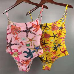 2 couleurs Starfish Swimsuit Bikini Set Femmes Fashion Maillots de bain Fast Bathing Chots Sexy Pad Tags Jaune Pink Shell Match Taille S-XL1970