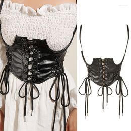 Belts 2022 Corset Punk Black Wide Belt Pu Leather Slimming Body For Women Elastic High Waist Female Cummerbunds