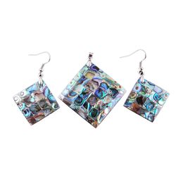 Natural Square Abalone Shell Pearl Earring Jewelry Sets Women Colourful Pendant Earrings Set For Wedding Q3003