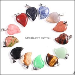 Charms Custom Natural Quartz Heart Stone Charms Pendant Healing Crystal Hearts Chakra Pendants Charm For Jewellery Making Drop Delivery Dh2Ti