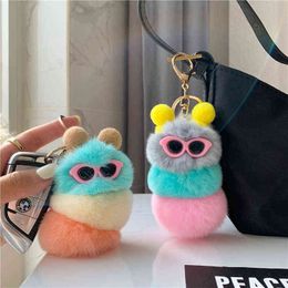 Keychains Creative Fashion Cute Caterpillar Charm Key Chain Trend Personality Cartoon Plush Key Chain Ladies Bag Car Key Chain Ornaments T220909