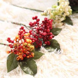 Faux Floral Greenery 5 pcsparty Berry Bes Artificial Flower Silk Flowers for Christmas Home Decoration Wedding Artificial Plant J220906