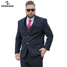 Men's Suits Blazers SHAN BAO plus size L-9XL loose suit autumn classic brand business casual young men's banquet wedding suit navy black blue 220909