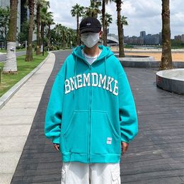 Womens Hoodies Sweatshirts spring and autumn American lazy style letter hooded cardigan women jacket couple loose sports college sweater men hoodie 220909