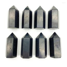 Decorative Figurines Drop 1PC Natural Black Shungite Point Hexagonal Column Crystal Mineral Ornament Healing Stones And Crystals