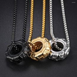 Pendant Necklaces Wheels Tyres Necklace For Men Hip Hop Stainless Steel Wheel Pendants Fashion Jewellery Square Chain