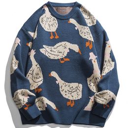 Men s Sweaters LACIBLE Harajuku Cute Duck Pattern Knitted Autumn Winter Casual Cotton Pullover Men Women Streetwear Top 220908