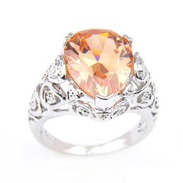 Solitaire Ring 925 Sterling Sier Plated For Women Rings Water Drop Champagne Morganite Stone Princess Style Wedding Ring Valentines D Dhp7L