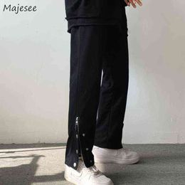 Men's Pants Men Ankle-length Casual Pants Solid European Style Cargo High Street Hip-hop Buttons Side-slit Designed Retro Hipsters Simple T220909