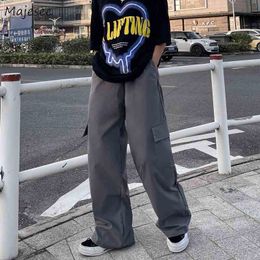 Men's Pants Cargo Casual Pants Men Side Pockets Harajuku Solid Baggy Streetwear Overalls Male Elastic Waist Trousers High Street Pantnes T220909