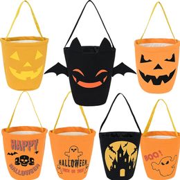 Halloween Supplies Candy Bucket Child Kids Candy Handbags Carry Cartoon Canvas Bag Eggs Storage Sacks Desk Baskets Gift Bags