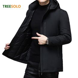 Men's Fur Faux Fur TREESOLO Mens Winter Warm Thick Parkas Plus Size Cotton Detachable Hat Jacket Men 5XL Outwear Pocket Men 5XL Classic Coat 220909