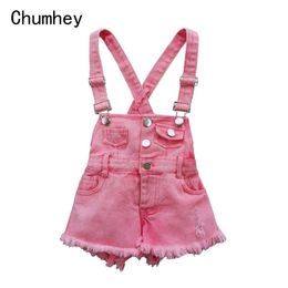 Overalls Chumhey 2-10T Kids Overalls Summer Girls Suspender Denim Shorts Pink Jeans Children Clothes Kawaii Bebe Jumpsuit Child Clothing 220909