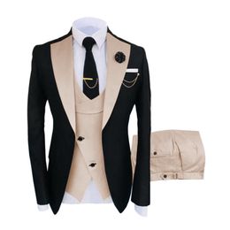 Men's Suits Blazers Men Suits Slim Fit One Button Groom Tuxedos Tailor Made Blazer 3 Pieces Suit Costume HommeJacketVestPantsTie 220909