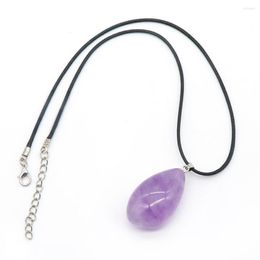 Pendant Necklaces Irregular Natural Amethyst Semi-Precious Stone Boutique Polished Fashion Charm Necklace DIY Ladies Jewellery Gift