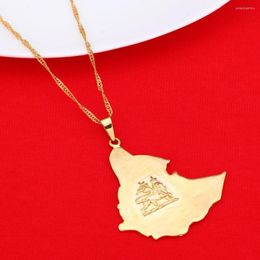 Pendant Necklaces African Ehiopian Map Women Men Gold Jewelry Africa Chain Necklace Lion