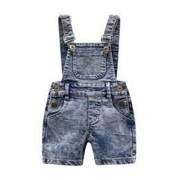 Tulum çocuklar erkek şort kot pantolon tulum yaz moda gündelik stil çocuklar tulum bebek erkek denim romper kayış şort 0-8 y 220909