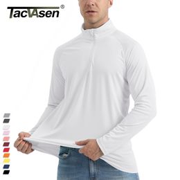 Men's TShirts TACVASEN UPF 50 SunUV Protection TShirt 14 Zip Pullover Outdoor Fishing Swimming Hiking Performance UV Tee Shirts Tops 220909