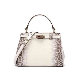 Fashion ladi handbags American trend gradient color crocodile pattern turn lock shoulder bag temperament msenger bag