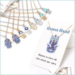 Pendant Necklaces Womens Designer Necklace Sier Gold Plated Chain Classic Evil Eye Hamsa Hand Charms Pendant Jewelry Gift Drop Delive Dhhsv