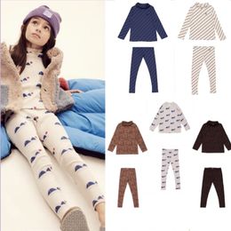 Pyjamas Autumn and Winter Homewear Suit Boys and Girls Cotton Tshirt Longsleeved Leggings Pyjama Set presale 220909