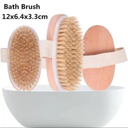 Bath Brush Dry Skin Body Soft Natural Bristle SPA The Brush Wooden Bath Shower Bristle Brush SPA Body Brushs Without Handle Christmas