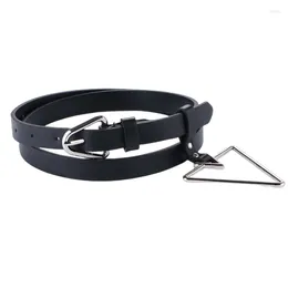 Belts Factory Produce Brand Punk Big Triangle Buckle Pin For Women Business Casual Black PU Leather Brown Luxury Belt