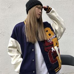 Womens Jackets style embroidered letters baseball uniform for autumn and winter for men and women Korean loose casual trendy jacket 220909