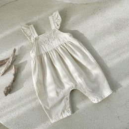 Overalls Baby Girl Flower Embroidery Romper Summer Infant Sleeveless Jumpsuit Girls Fly Sleeve Overalls Baby Clothes 0-24M 220909