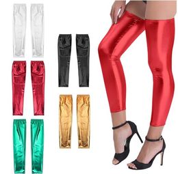 1 Pair of Women Catsuit Costumes Accessories Wet look Shiny metallic Stretchy Footless Thigh-high leg sleeve Tights Stockings for Sexy Evening Party Club Stocking