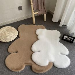 Carpets Cartoon Bear Rug Cute Plush Decorative Super Soft Carpe Solid Colour Floor Mat Bedroom Children Room Bedside