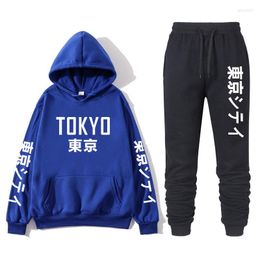 Men's Tracksuits Japanese Street Fashion Printing With Tokyo Bay Hoodie Suit Brand Sportswear Hip Hop Sweatshirt Sports Pants Autum