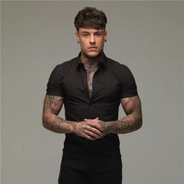 Men's Casual Shirts Summer Fashion Slim Fit Button Short Sleeve Shirts Men Casual Sportswear Dress Shirt Male Hipster Shirts Tops Fitness Clothing 220908