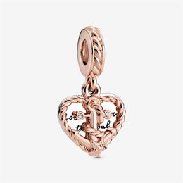 sterling silver anchor charm UK - New Arrival 100% 925 Sterling Silver Rope Heart & Love Anchor Dangle Charm Fit Original European Charm Bracelet Fashion Jewelry Ac2508