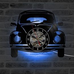 Wall Clocks Car Shape LED Wall Clock Modern Design 3D Decorative Hanging Clocks with 7 Colors LED Lighting Wall Watch Home Decor Silent 220909