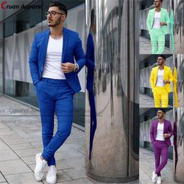 Men's Suits Blazers 20 Colour Casual Royal Blue Mens Suits Set Custom Slim Man Groom Wedding Suit Tuxedo Fashion Business Jacket with Pants 2Pcs 220909