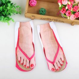 Sports Socks 3D Printed Flip Flops Cute Foot Funny Slippers Outdoor Camping Hiking Running Comfortable Women