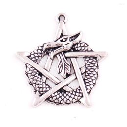 Pendant Necklaces Pewter Dragon On Pentagram Star Gothic Fantasy