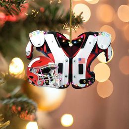 Navidad Christmas Tree Decoration DIY American Football Shoulder Pads And Helmet Car Rearview Mirror Pendant Crafts Collection