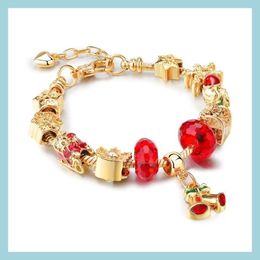 Charm Bracelets Handmade Jewelry Wholesale Charm Bracelets European Style Diy Large Hole Gold Bracelet Christmas Gifts For Women Bell Dhgfk