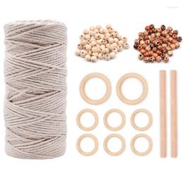 Garden Supplies Other 1/74PC DIY Macrame Cord Natural Cotton Rope With Wood Ring Stick Braided Teether Kit Wall Hanging Plant Hanger