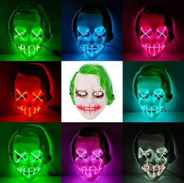 Halloween Party Masks Green Hair Clown LED Cold Light Mask Bar Glowing Joker Flack Wig Mask FY9557