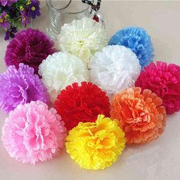 Faux Floral Greenery 10 pcsparty 9 CM artificial carnation Silk flower HeadsDIY Wedding Home Decoration Festive Party Items J220906