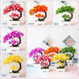 Faux Floral Greenery Moon Style Small Pine Pickled Bonsai Christmas New Year Festival Wedding Party Home Decoration Desktop Fake Plants Bonsai J220906