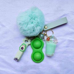 Keychains INS Selling Liquid Keychain Luxury Boba Turtle Comfort Keychain Nail Clippers Pom Ball Keyring Milk Tea Liquid Keych186y