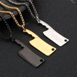 Pendant Necklaces Silver Color/Gold/Black Stainless Steel Kitchen Knife Necklace Free Box Chain Mens Womens Jewellery Wholesale Gift