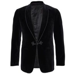 Men's Suits Blazers Black Velvet Latest Smoking Jackets Shawl Lapel Formal Tuxedos Loose Vintage Retro Dinner Party Prom Suit Blazer1 Jacket 220909